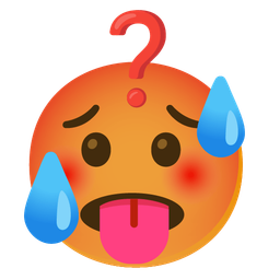 hot face and red question mark
