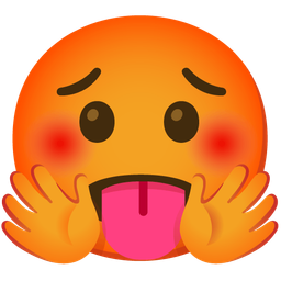 hot face and smiling face with open hands