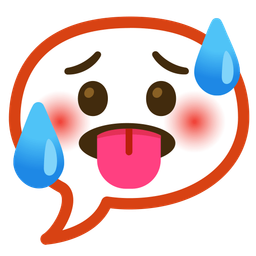 hot face and speech balloon