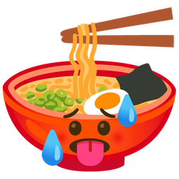 hot face and steaming bowl