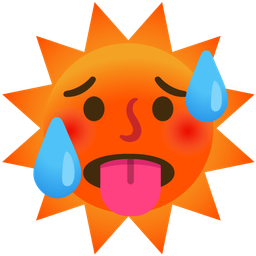 hot face and sun with face