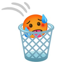 hot face and wastebasket