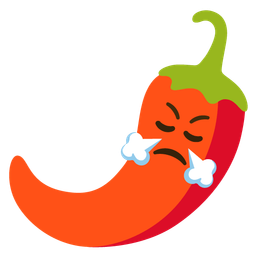 hot pepper and face with steam from nose