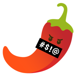 hot pepper and face with symbols on mouth