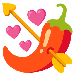 hot pepper and heart with arrow