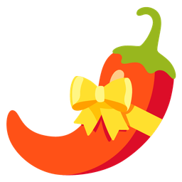 hot pepper and heart with ribbon