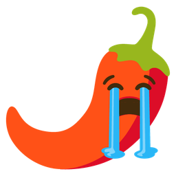 hot pepper and loudly crying face