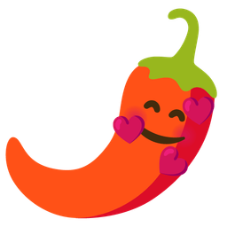 Hot pepper and Smiling face with hearts