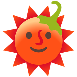 hot pepper and sun with face