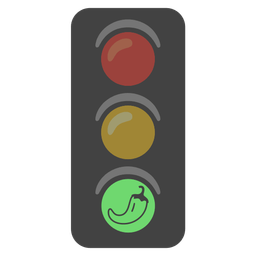 hot pepper and vertical traffic light