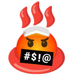 hot springs and face with symbols on mouth