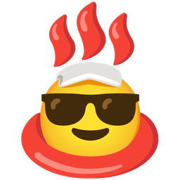 hot springs and smiling face with sunglasses