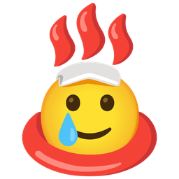 Hot springs and Smiling face with tear