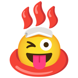 Hot springs and Winking face with tongue