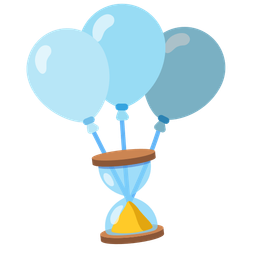 hourglass done and balloon