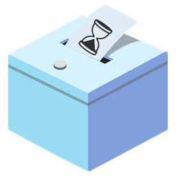 hourglass done and ballot box with ballot
