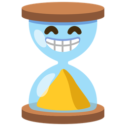 Hourglass done and Beaming face with smiling eyes