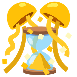 hourglass done and confetti ball