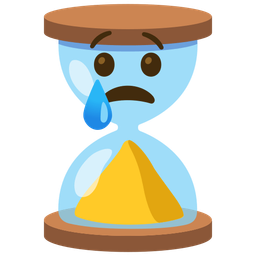 hourglass done and crying face