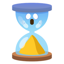 hourglass done and face screaming in fear