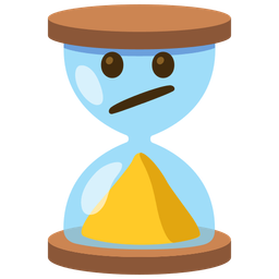 hourglass done and face with diagonal mouth