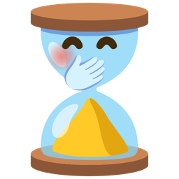 hourglass done and face with hand over mouth