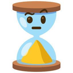 hourglass done and face with raised eyebrow