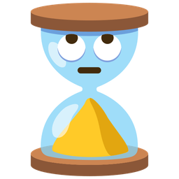 hourglass done and face with rolling eyes