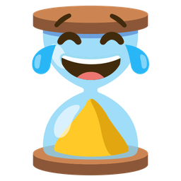 Hourglass done and Face with tears of joy