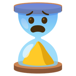 hourglass done and fearful face