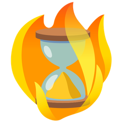 hourglass done and fire