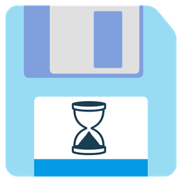 hourglass done and floppy disk