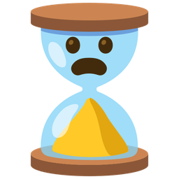 hourglass done and frowning face with open mouth