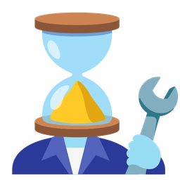 hourglass done and hammer and wrench