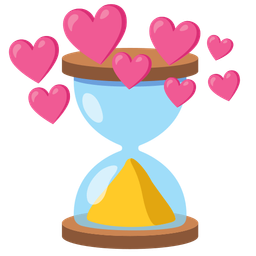 hourglass done and heart with arrow
