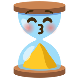 Hourglass done and Kissing face with closed eyes