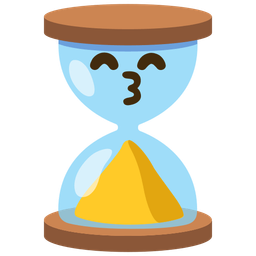 Hourglass done and Kissing face with smiling eyes