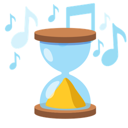 hourglass done and musical notes