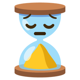 hourglass done and pensive face