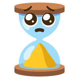 hourglass done and pleading face