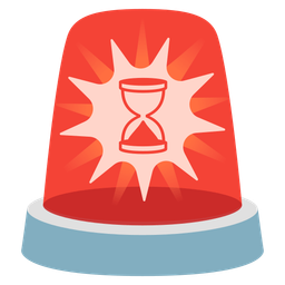 hourglass done and police car light