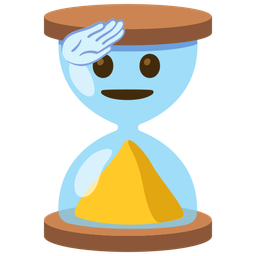 hourglass done and saluting face