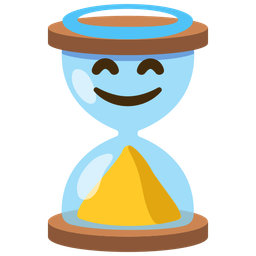 Hourglass done and Smiling face with halo