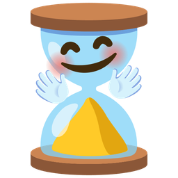 Hourglass done and Smiling face with open hands