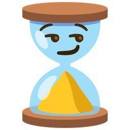 hourglass done and smirking face