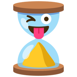 Hourglass done and Winking face with tongue