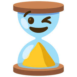 Hourglass done and Winking face