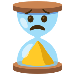 hourglass done and worried face
