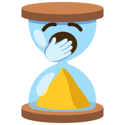 hourglass done and yawning face