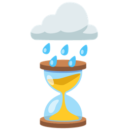 hourglass not done and cloud with rain